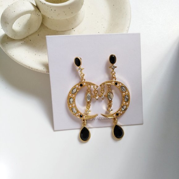 💙LAST ONE 💖Crystal Rhinestone Moon Star Earring - Picture 2 of 6